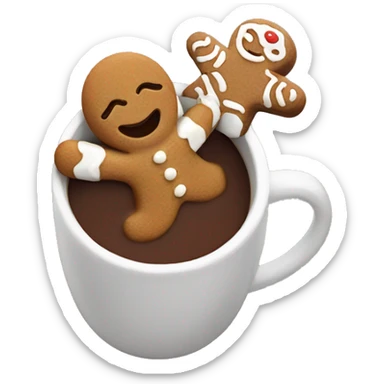 Gingerbread swimming in hot chocolate  sticker