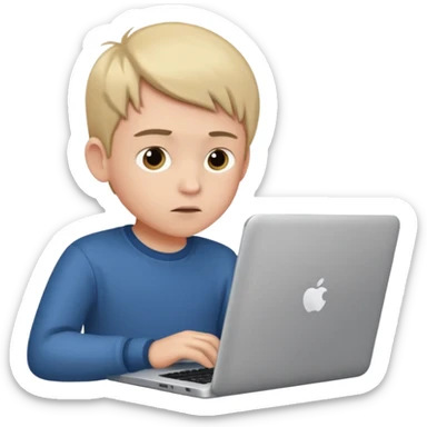 boy using laptop sticker