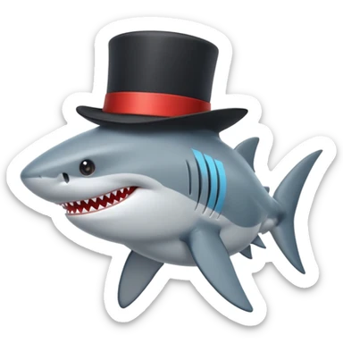 Shark with a top hat sticker