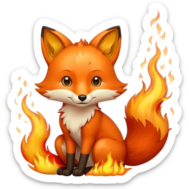Fuchs der in lodernden Flammen sitz mit Cartoon touch sticker
