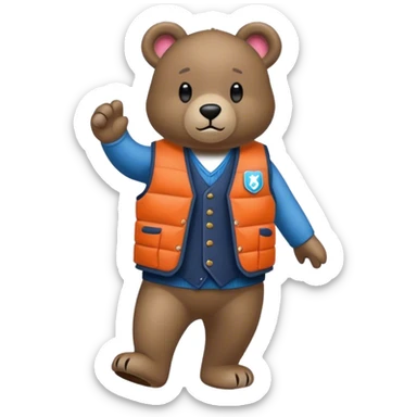 ours debout avec gilet par balle sticker