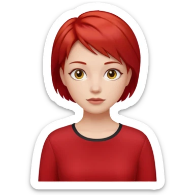 lady in red clothes , short layer red hair sticker