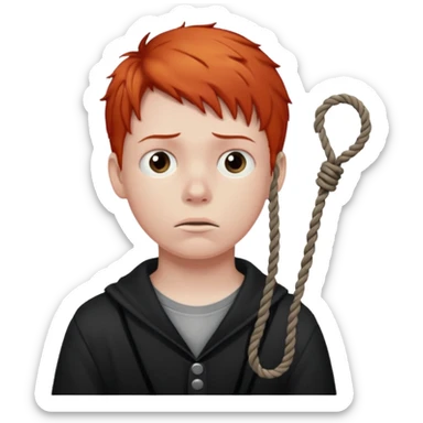 red headed boy holding a noose  sticker
