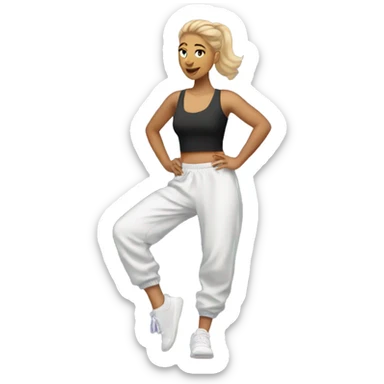 white woman dancer in sweatpants and crop top sticker