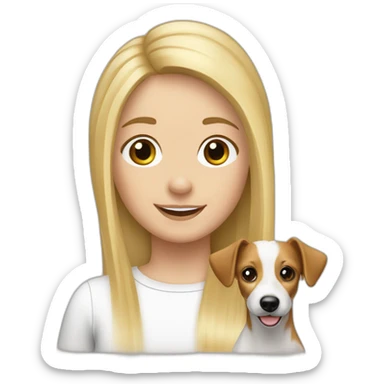 jack russel and girl with flowing blond hair sticker