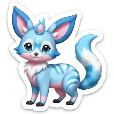 Rare realistic cute adorable epic aesthetic colorful Amaura-Sylveon-Glaceon-Civet-Genet-species-Fakemon-hybrid-creature, with markings, full body sticker