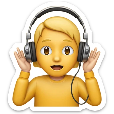 Emotion emoji with a whistling face wearing headphones sticker