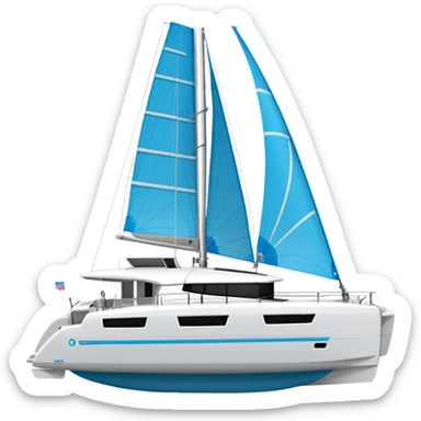 A lagoon 42 catamaran with no wording or letters on the boat. In a solid white background. The whole boat is in frame sticker