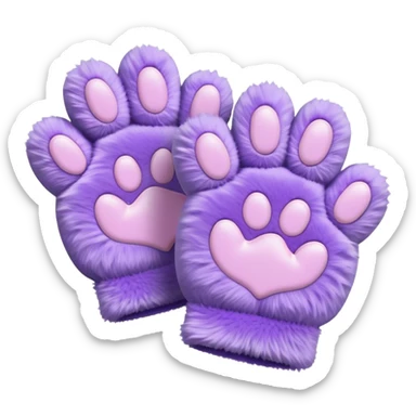 Pastel purple fuzzy cozy furry cat paw gloves  sticker
