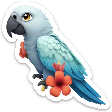 parrot with a flower sticker