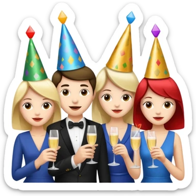 A dense crowd of mostly white adults at an afterwork party sticker