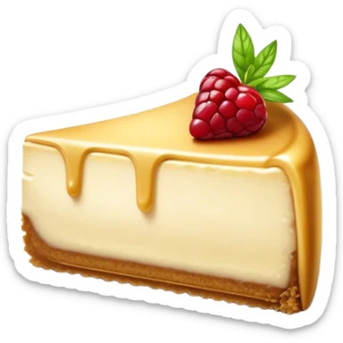 Cinematic Realistic Sernik Dessert Emoji, showcasing a rich, creamy cheesecake with a golden crust rendered with delicate textures and inviting, soft lighting. sticker