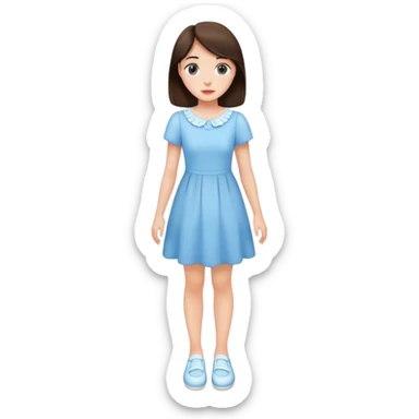 Brunette girl in light blue dress, white shoes sticker