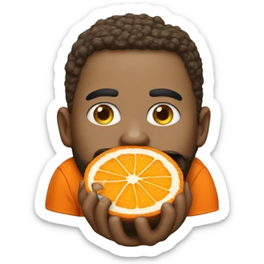 A person eats a orange candy and turn into the New York Knicks logo  sticker