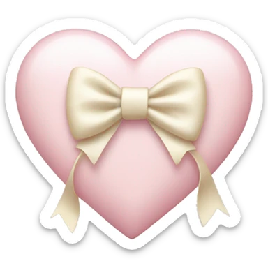 light pink heart with cream bow sticker