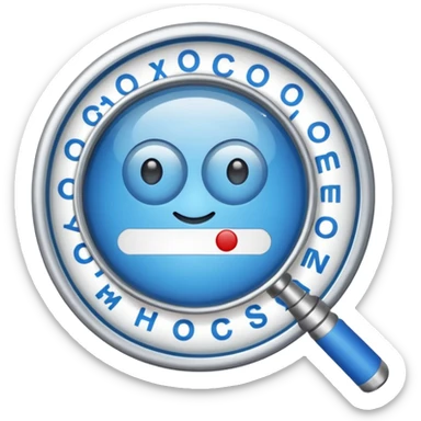  lente di ingrandimento foglio con scritte a risposte multiple blu senza faccia sticker