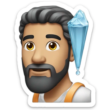 Arab man with a diamond earring with a gradient like haircut and a bucket of water in his left hand sticker