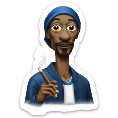 Snoop dogg in a crip outfit with a cigar in his mouth sticker