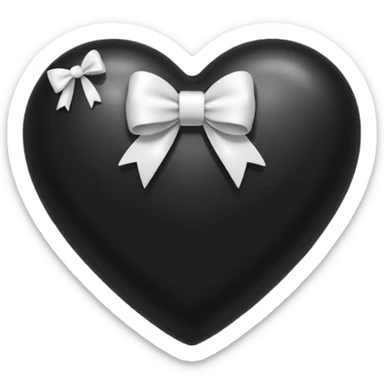 Emoji cuore nero con fiocco difianco bianco  sticker