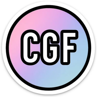 Discord emoji for a server with 'CGF' in white with a pastel gradient fill or shadow, minimal and stylish, transparent background, 128x128 sticker