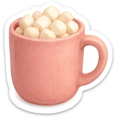 pink cozy mug with marshmallows, comforting sticker