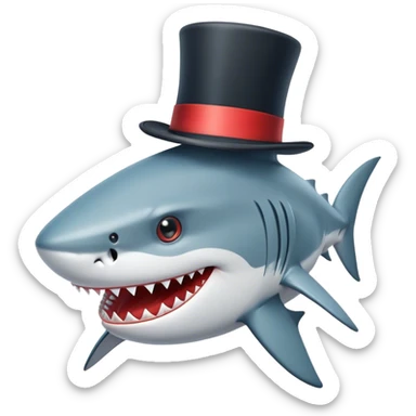 Shark with a top hat sticker