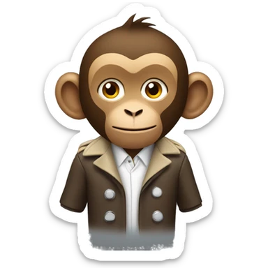 A monkey wearing a long football coach coat sticker