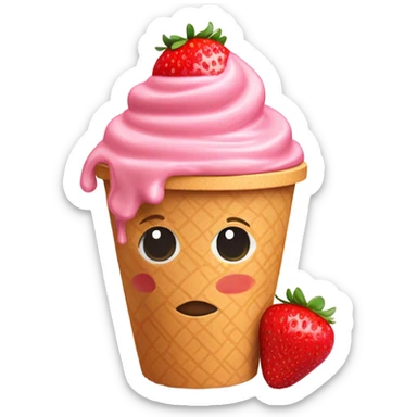 ice cream strawberry in cup with strawberry sticker