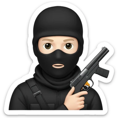black ski mask guy with gun sticker