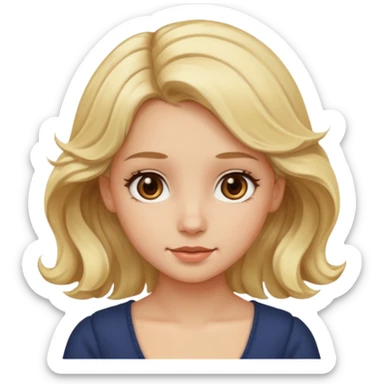 Make me a blonde girl with brown eyes, her hair a little past her shoulders. sticker