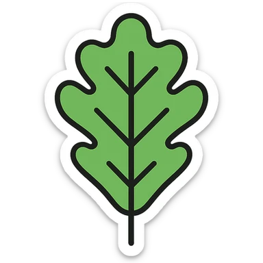 oak leaf icon, color outline style sticker