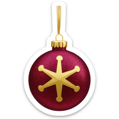 Burgundy red glitter chirstmas ornament with gold snowflake sticker