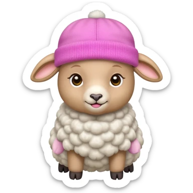 baby sheep with pink hat sticker