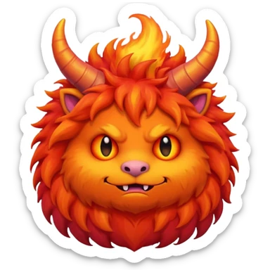 Sleepy cute fluffy flaming monster sticker