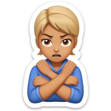 a girl crossing her arms around her neck while angry sticker