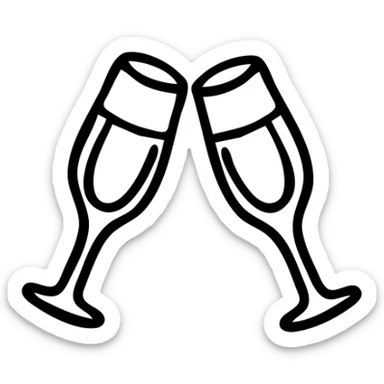Two champagne glasses clinking together sticker