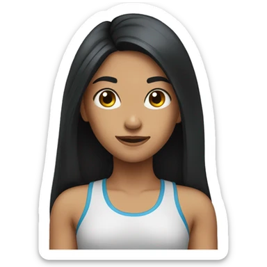 girl long black hair working out sticker