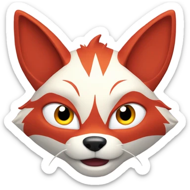 Red and white katsune head amazed sticker