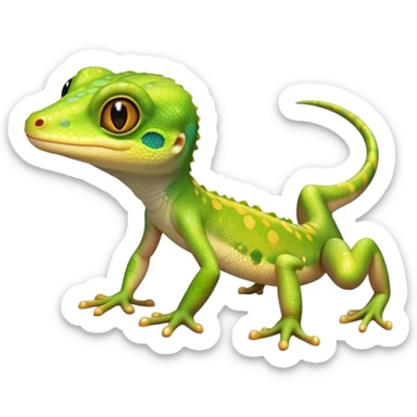 cinematic-cute-realistic gecko-portrait-emoji,-head-tilted-playfully-and-inquisitively,-featuring-a-small,-charming-body-with-smooth,-vividly-patterned-scales,-bright,-sparkling-eyes-and-delicate,-sticky-toe-pads,-simplified-yet-irresistibly-adorable sticker