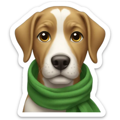 A dog in a green scarf sticker
