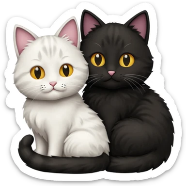 Two Cats cuddling one black one white sticker
