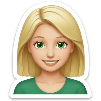 White girl with blonde shoulder length hair and green eyes sticker