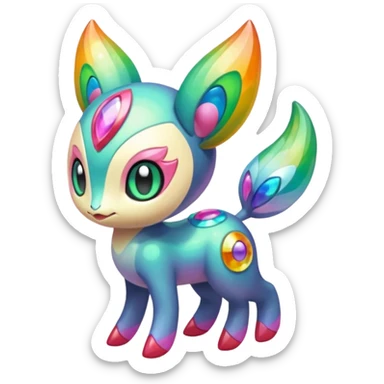 Colorful Exotic Meloetta-Vernid-Trico-Kirby-Fakémon-creature-hybrid sticker