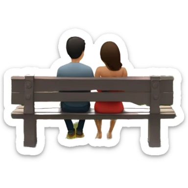 Amoureux assi sur un banc devant la mere au crépuscule  sticker