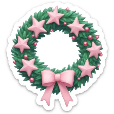 Pastel pink Christmas wreath sticker