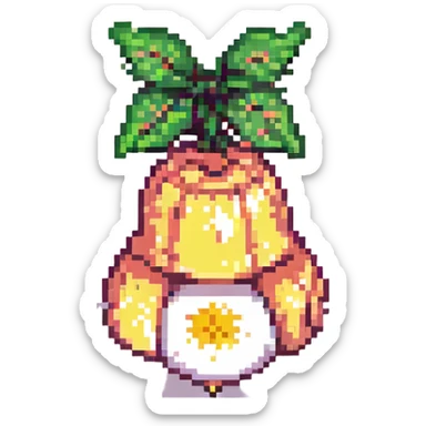 Peach bell in pixel art style, retro and nostalgic, simple and recognizable, no text sticker