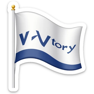 a white waving flag with the word 'Victory' on it. sticker