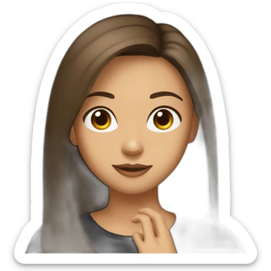 A brunette woman with shoulder-long hair with brown eyes in a black t-shirt chugging down a shot of Rakija sticker