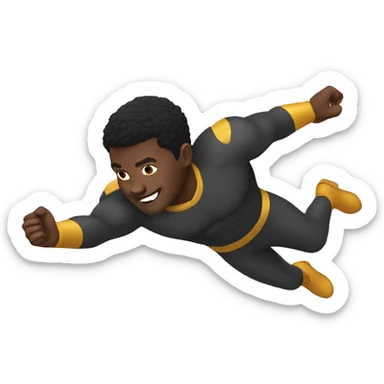 a black man flying with superpowers sticker