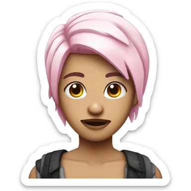 person with white and pink hair with a broken heart tattoo in the f sticker